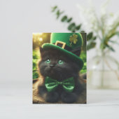 Black St. Patrick's Day Kitten Briefkaart (Staand voorkant)