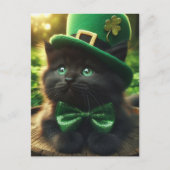 Black St. Patrick's Day Kitten Briefkaart (Voorkant)