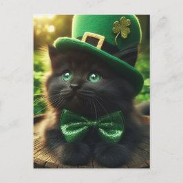 Black St. Patrick's Day Kitten Briefkaart