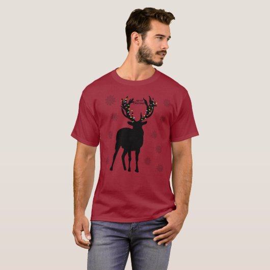 Black Stag Merry Kerstmis T-Shirt (Voorkant volledig)