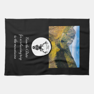 Black Stag Silhouette Monogram Foto Theedoek