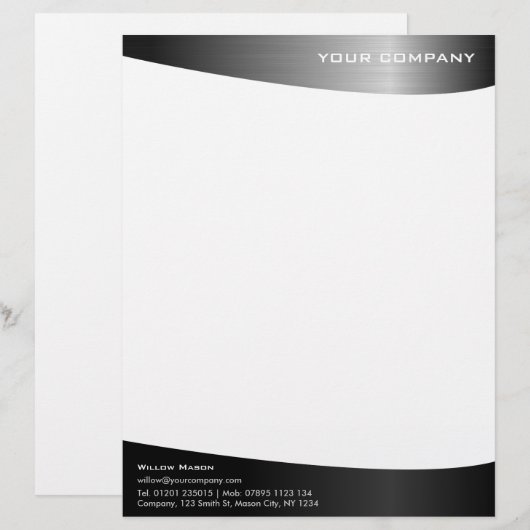 Black Stainless Steel Professional-briefhoofd Briefhoofd Ontwerp (Voorkant / Achterkant)