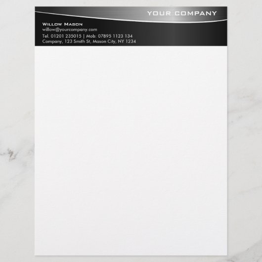 Black Stainless Steel Professional Letterhead v2 Briefhoofd Ontwerp (Voorkant)