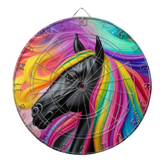 Black Stallion Colorful Mane Dartbord (Voorkant)