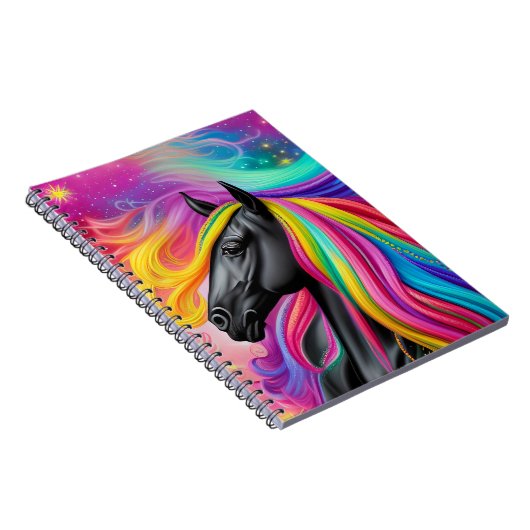 Black Stallion Colorful Mane Notitieboek (Rechterzijde)