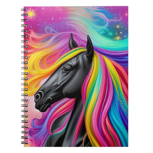 Black Stallion Colorful Mane Notitieboek (Voorkant)