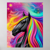 Black Stallion Colorful Mane Poster (Voorkant)