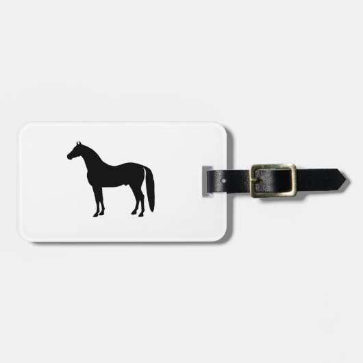 Black Stallion Elegant Horse Silhouette Tekening Bagagelabel (Voorkant horizontaal)