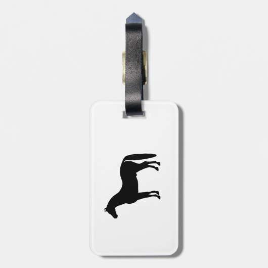 Black Stallion Elegant Horse Silhouette Tekening Bagagelabel (Achterkant verticaal)