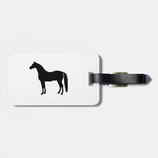 Black Stallion Elegant Horse Silhouette Tekening Bagagelabel (Achterkant horizontaal)