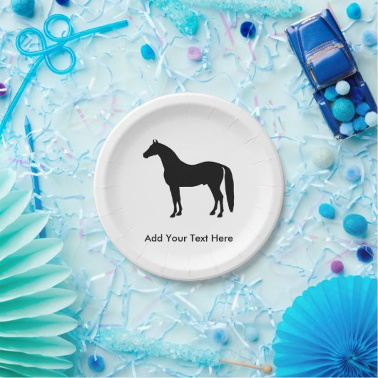 Black Stallion Elegant Horse Silhouette Tekening Papieren Bordje (Feest)