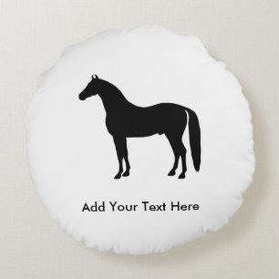 Black Stallion Elegant Horse Silhouette Tekening Rond Kussen