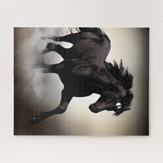 Black Stallion Horse Legpuzzel (Horizontaal)