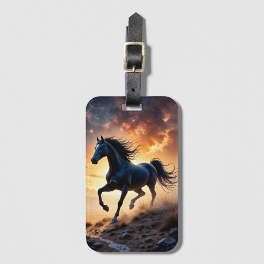 Black Stallion in Desert  Bagagelabel (Voorkant (verticaal))