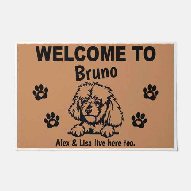 Black Stand PoodlePersonalized Door Mat Doormat  (Voorkant)