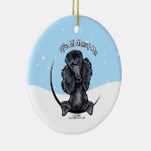 Black Standard Poodle IAAM-kerstmis Keramisch Ornament (Rechts)