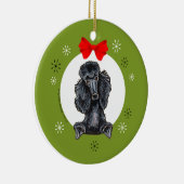 Black Standard Poodle-kerstkaart Keramisch Ornament (Rechts)