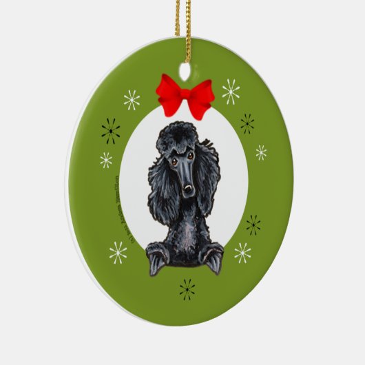 Black Standard Poodle-kerstkaart Keramisch Ornament (Rechts)