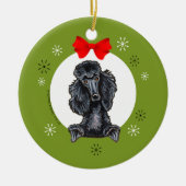 Black Standard Poodle-kerstkaart Keramisch Ornament (Voorkant)