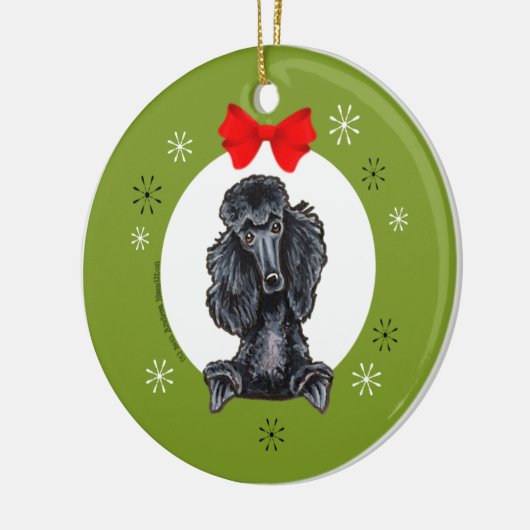Black Standard Poodle-kerstkaart Keramisch Ornament (Links)