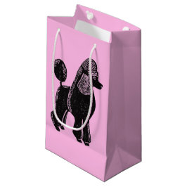Black Standard Poodle Pink Glansy Gift Bag Klein Cadeauzakje
