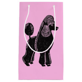 Black Standard Poodle Pink Glansy Gift Bag Klein Cadeauzakje