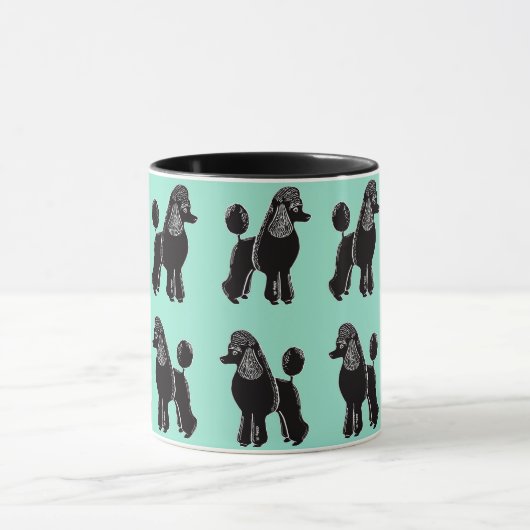 Black Standard Poodles Pattern Mint Mok (Midden)
