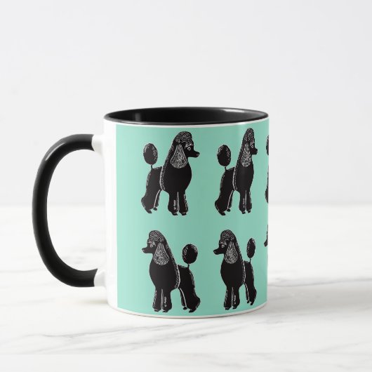 Black Standard Poodles Pattern Mint Mok (Links)