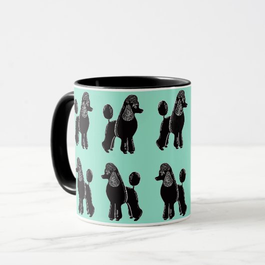 Black Standard Poodles Pattern Mint Mok (Voorkant links)
