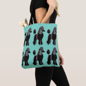Black Standard Poodles Turquoise Blauwgroen Canvas Tote Bag (Dichtbij)