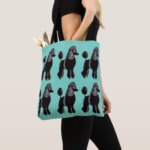 Black Standard Poodles Turquoise Blauwgroen Canvas Tote Bag