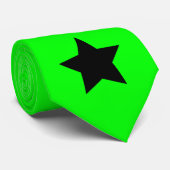 Black Star op Neon Groen Stropdas (Opgerold)