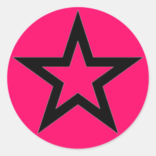 Black Star op Roze - Sticker
