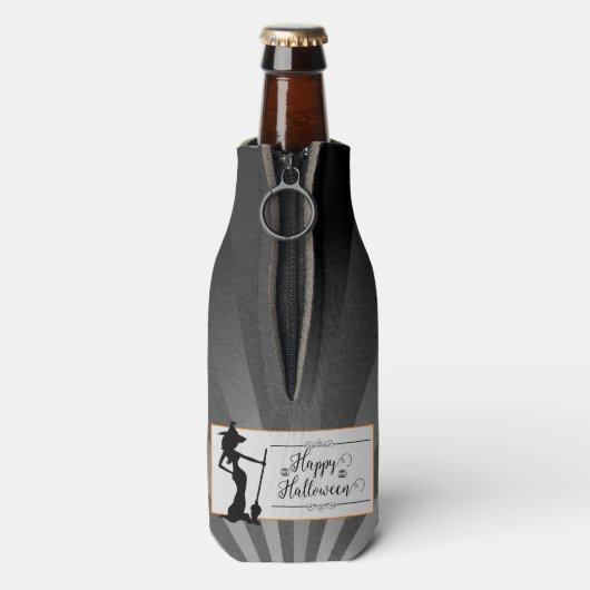 Black Starburst Witch Halloween Flesjeskoeler (Fles Achterkant)