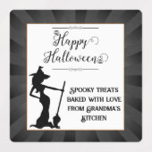 Black Starburst Witch Halloween Labels (Design 1)