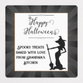 Black Starburst Witch Halloween Labels (Design 2)