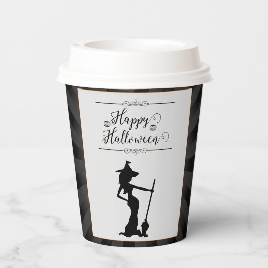 Black Starburst Witch Halloween Papieren Bekers (Achterkant)