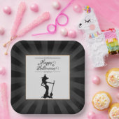 Black Starburst Witch Halloween Papieren Bordje (Feest)