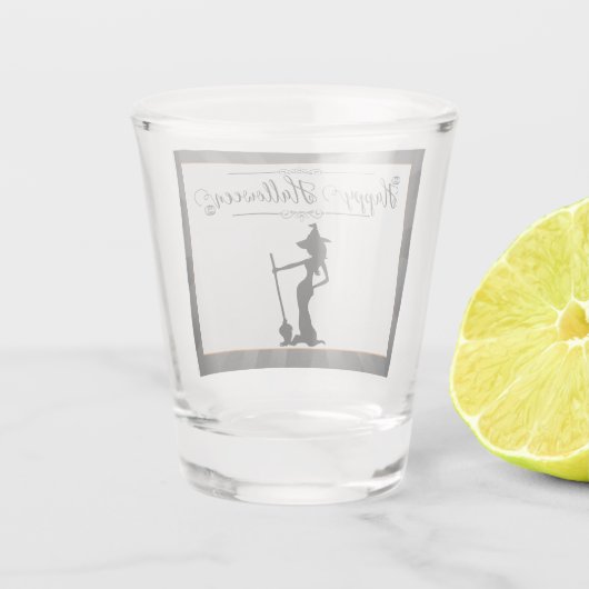 Black Starburst Witch Halloween Shot Glas (Achterkant)