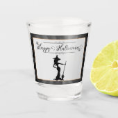 Black Starburst Witch Halloween Shot Glas (Voorkant)
