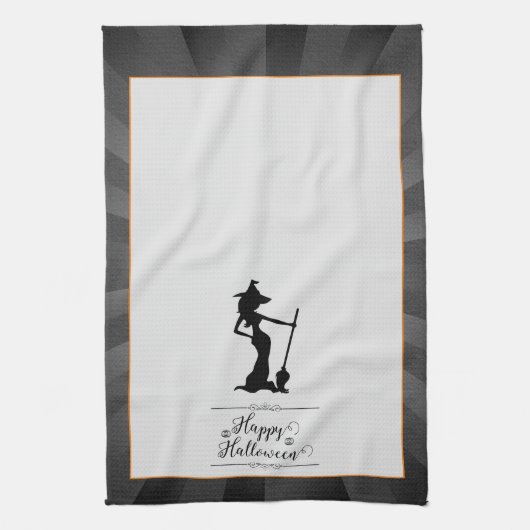 Black Starburst Witch Halloween Theedoek (Verticaal)