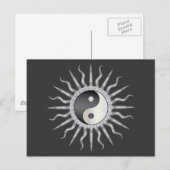 Black Starburst Yin Yang Briefkaart (Voorkant / Achterkant)