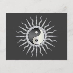 Black Starburst Yin Yang Briefkaart