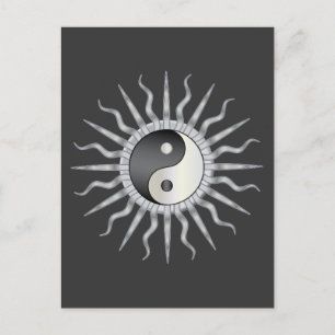 Black Starburst Yin Yang Briefkaart
