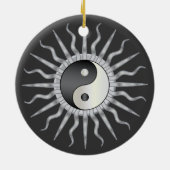 Black Starburst Yin Yang Keramisch Ornament (Achterkant)