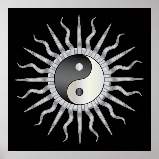 Black Starburst Yin Yang Poster (Voorkant)