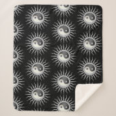 Black Starburst Yin Yang Sherpa Deken (Voorkant)