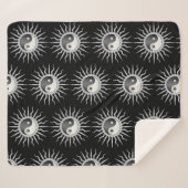 Black Starburst Yin Yang Sherpa Deken (Voorkant (horizontaal))