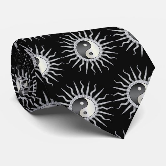 Black Starburst Yin Yang Stropdas (Opgerold)