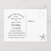 Black Starfish Beach Thleged Wedding Save the Date Aankondigingskaart (Achterkant)